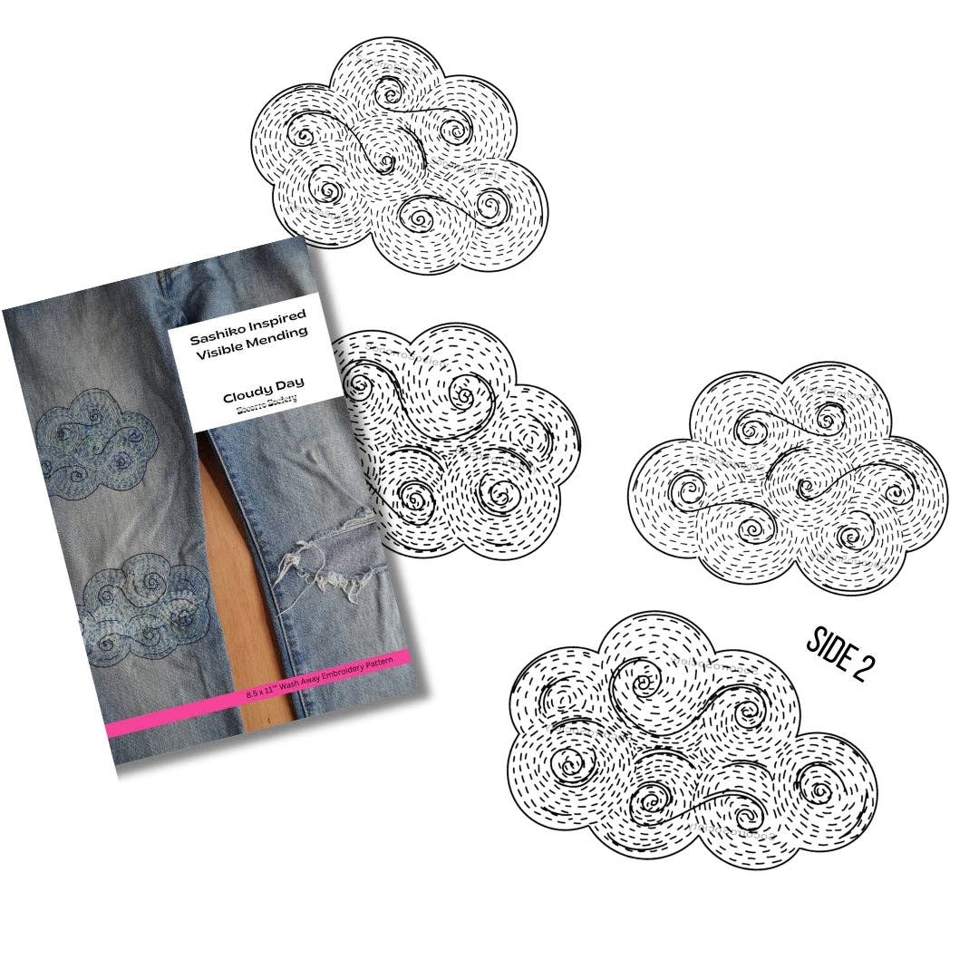Cloudy Day- Visible Mending Stick and Stitch Embroidery Pattern