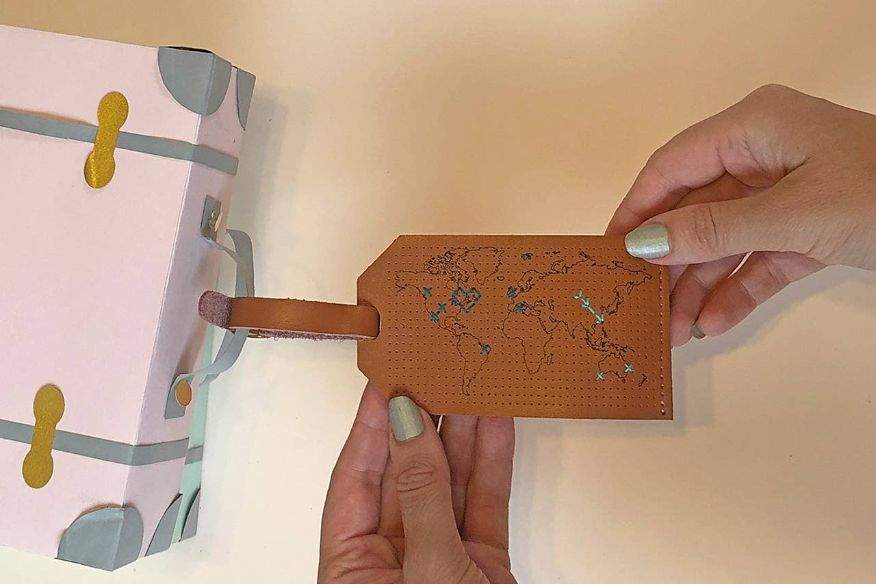 Stitch Where You've Been Luggage Tag - Brown
