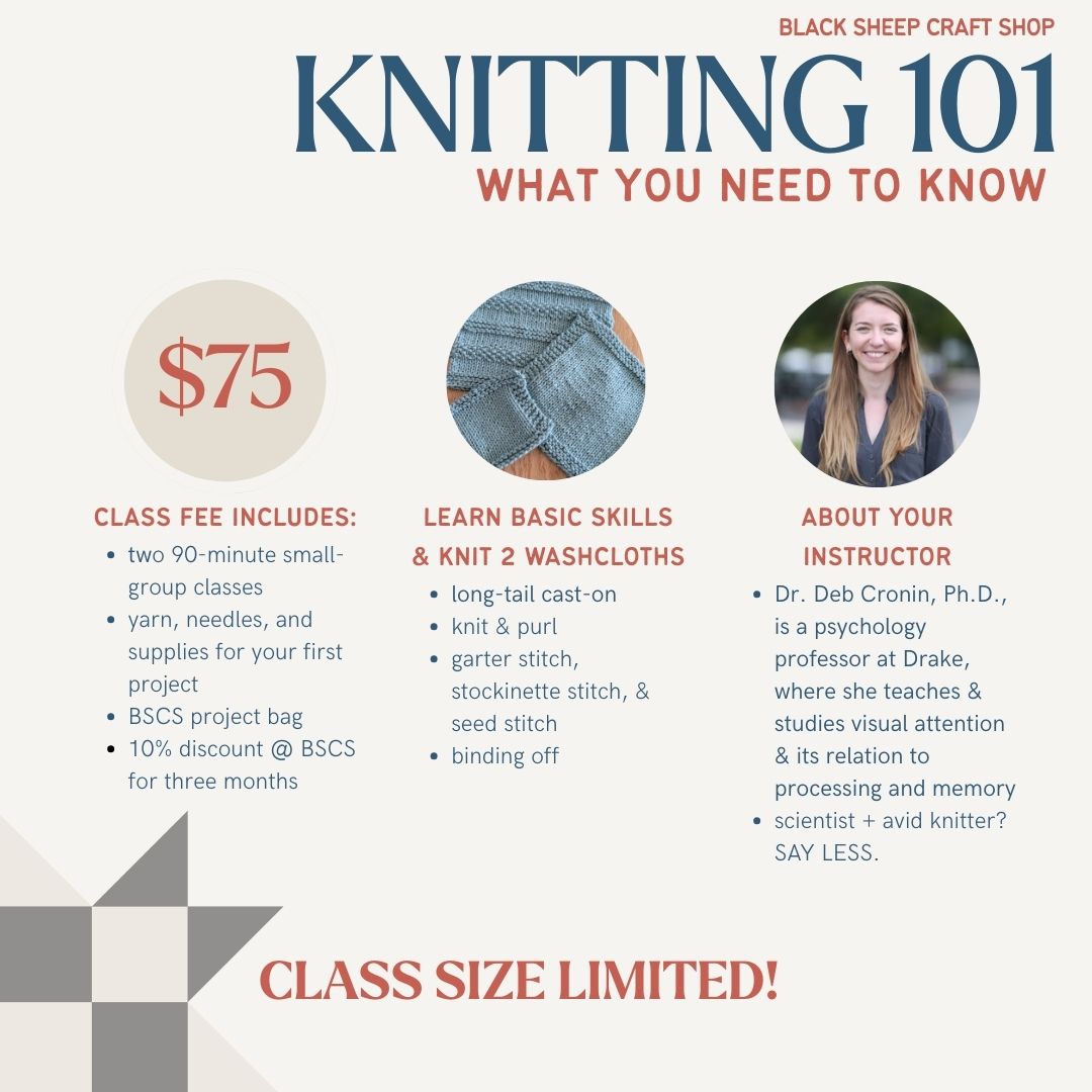 Knitting 101 Class - 2-week series