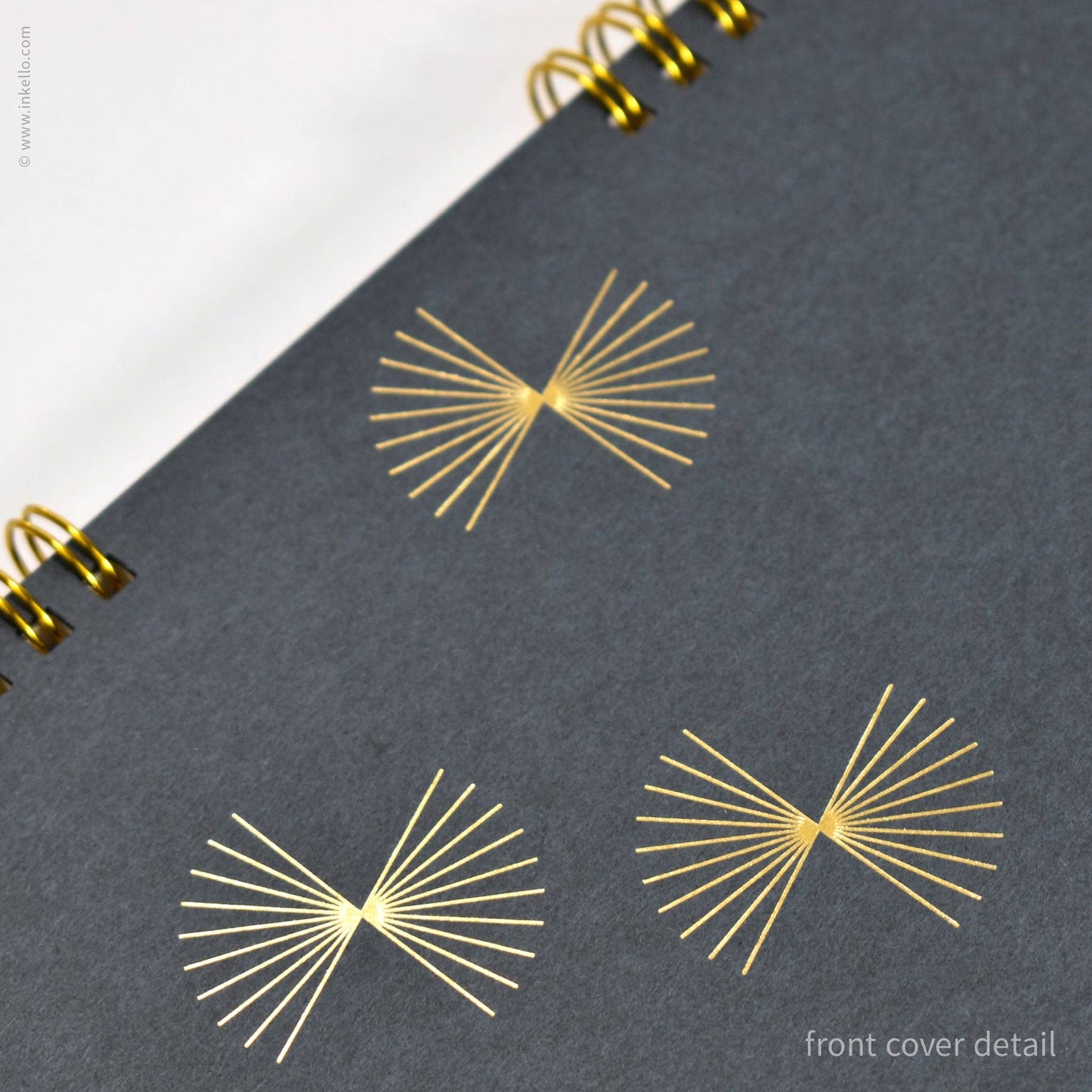 Gold Bursts Spiral Notebook with Stormy Grey Cover (#617)