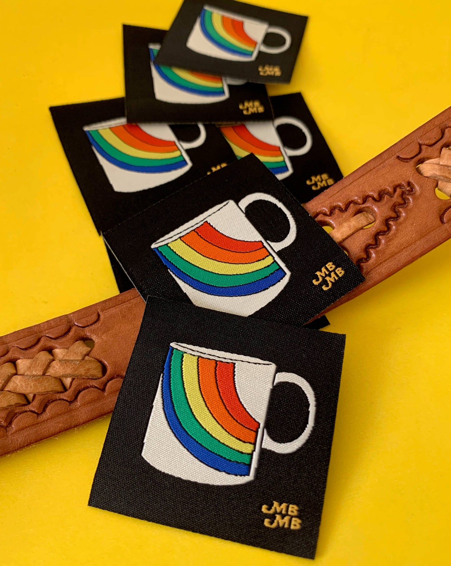 Rainbow Mug Patch-Woven Iron on Patch