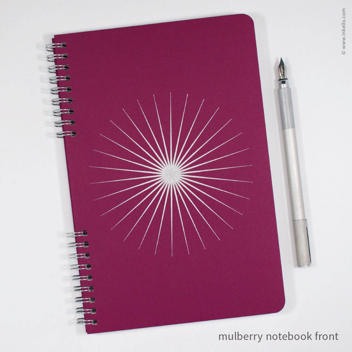 Big Burst Spiral Notebook with Mulberry Cover and Silver Ink