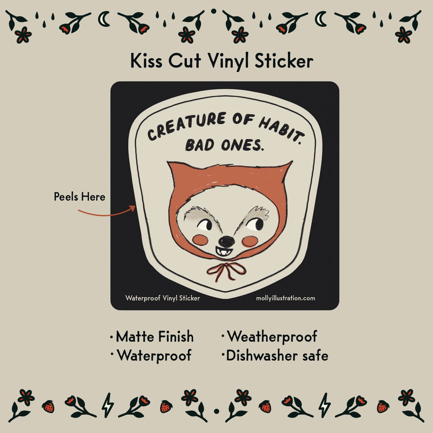 Creature of Habit Waterproof Vinyl Sticker