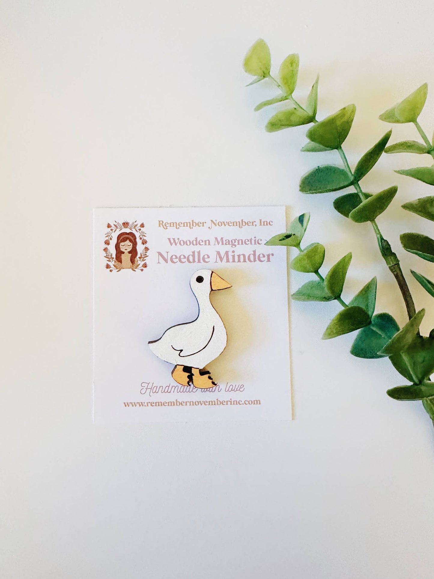 Goose Needle Minder, Wooden Magnetic Needle Minder