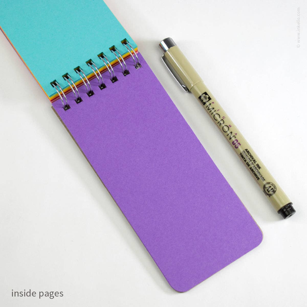 Small Black Spiral Notepad With Bursts + Rainbow Pages (#508)