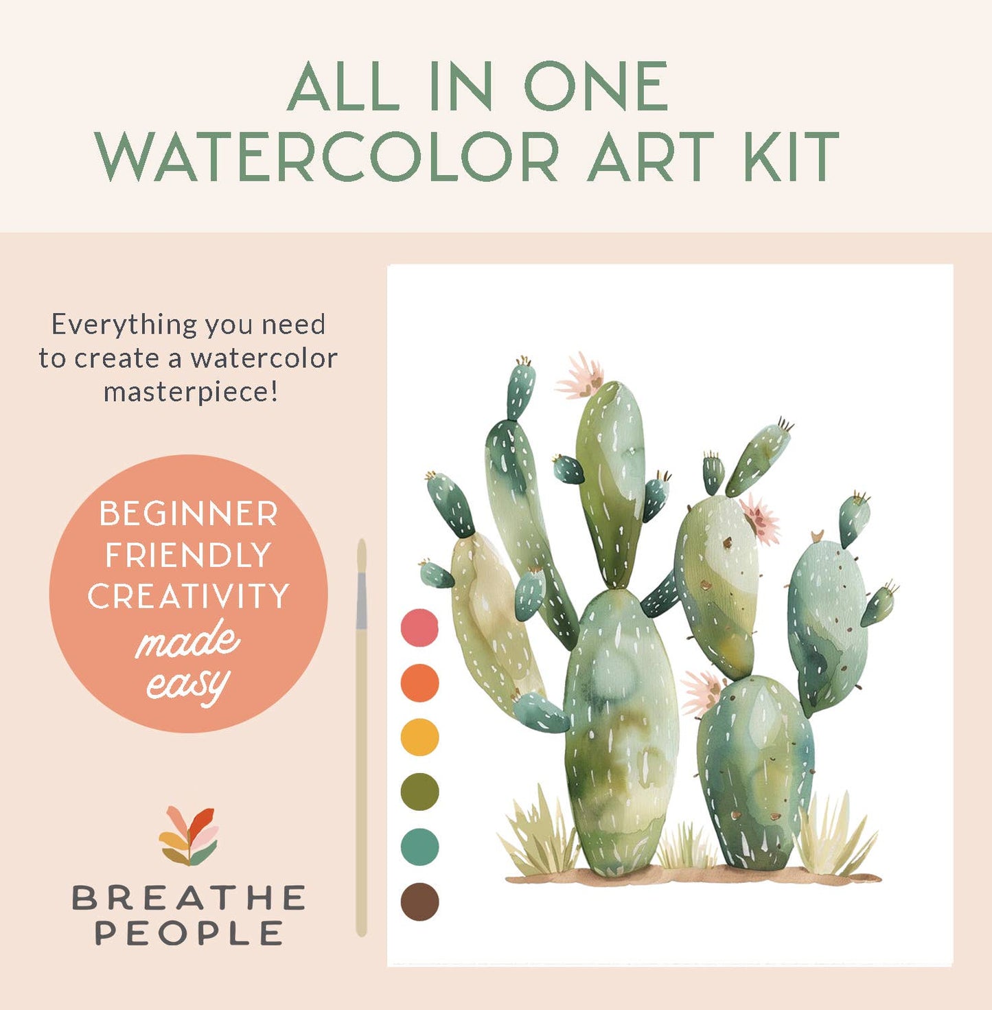 All-In-One Beginner Watercolor Kit - Desert Cactus