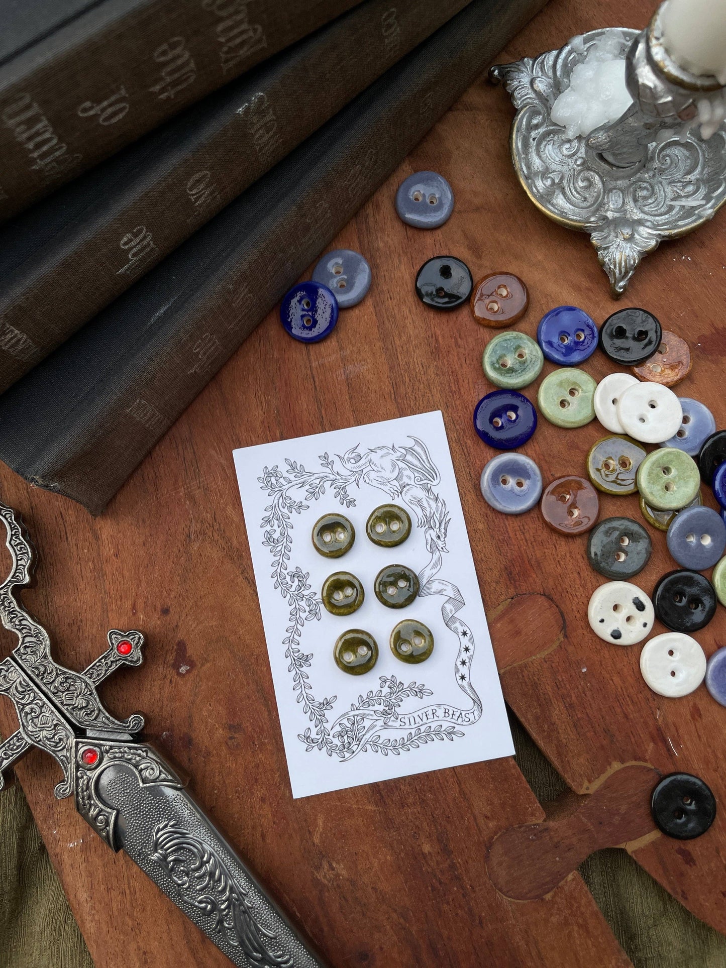 Handmade Ceramic Mini Buttons (13mm) (Set of 6)