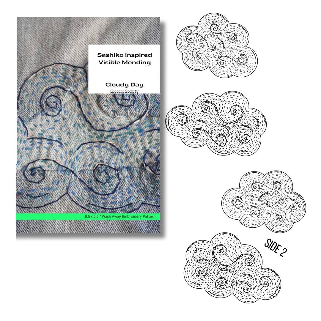 Cloudy Day- Visible Mending Stick and Stitch Embroidery Pattern