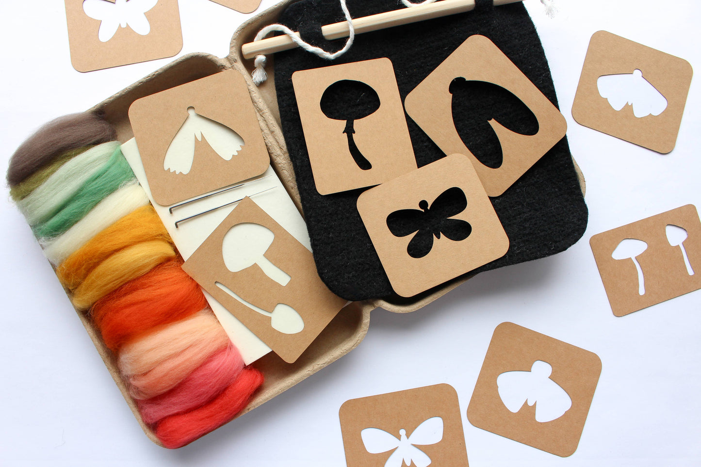 8"x8" Moth and Mushroom Banner Felting Kit