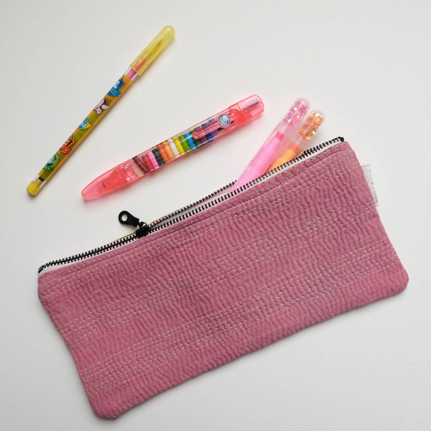 Kantha Scrap Flat Zip Pouch