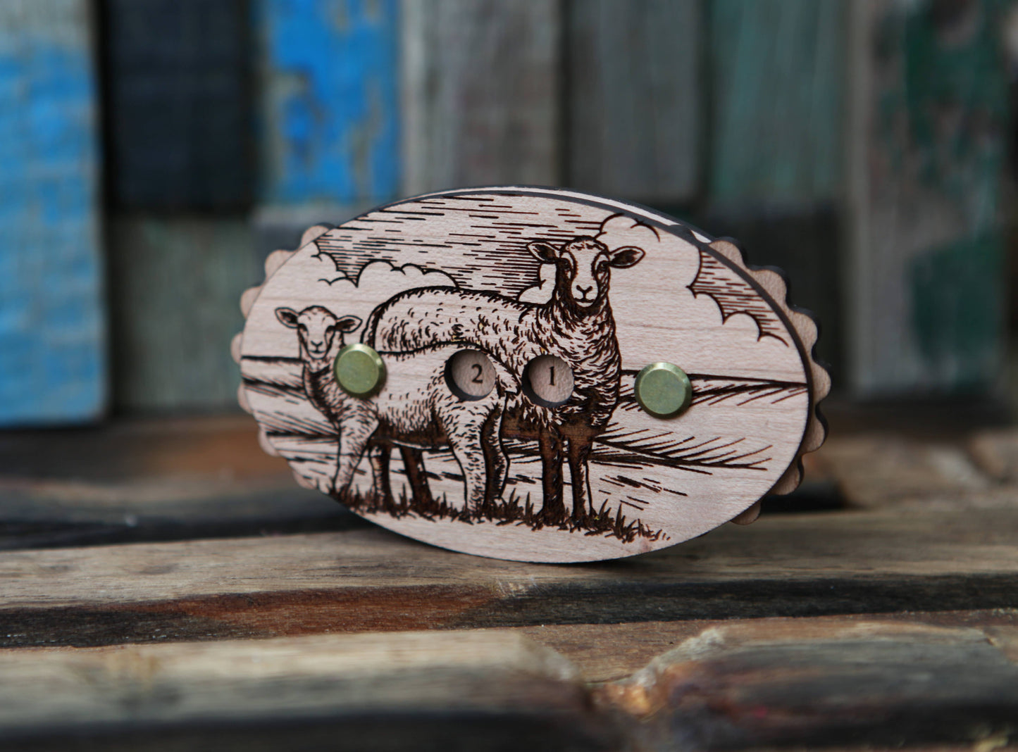 Sheep Cherry Wood Knitting Row Counter