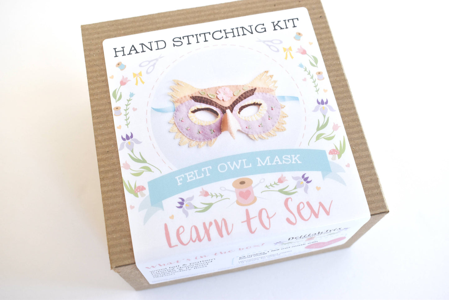 Felt Owl Mask Hand Sewing Kit - Floral Edition