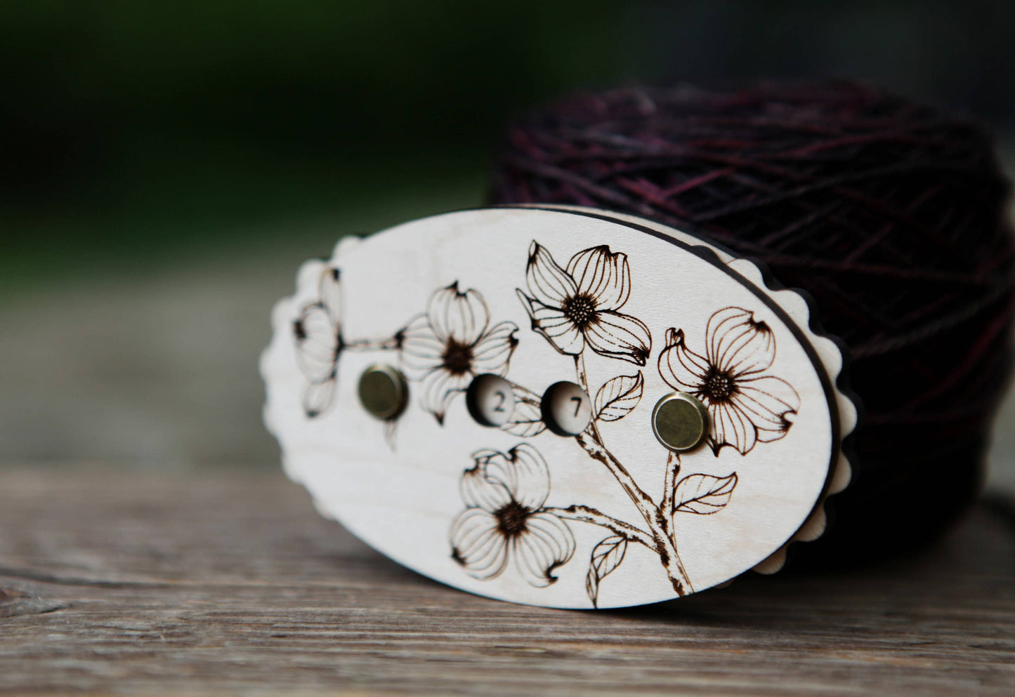 Maple Wood Dogwood Flower Knitting Row Counter