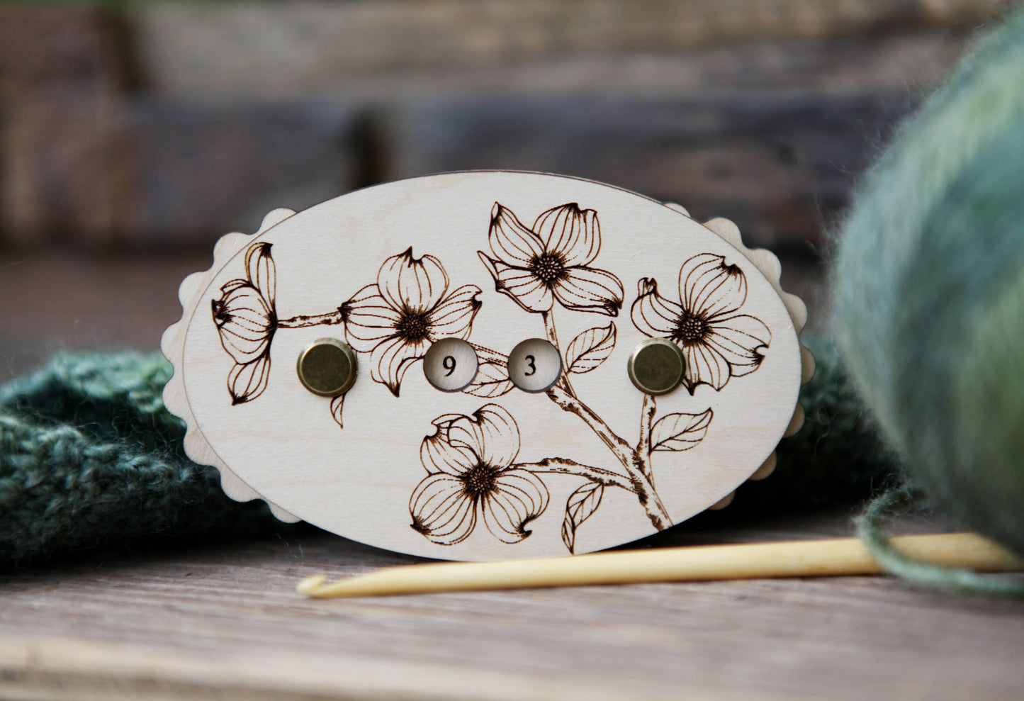 Maple Wood Dogwood Flower Knitting Row Counter
