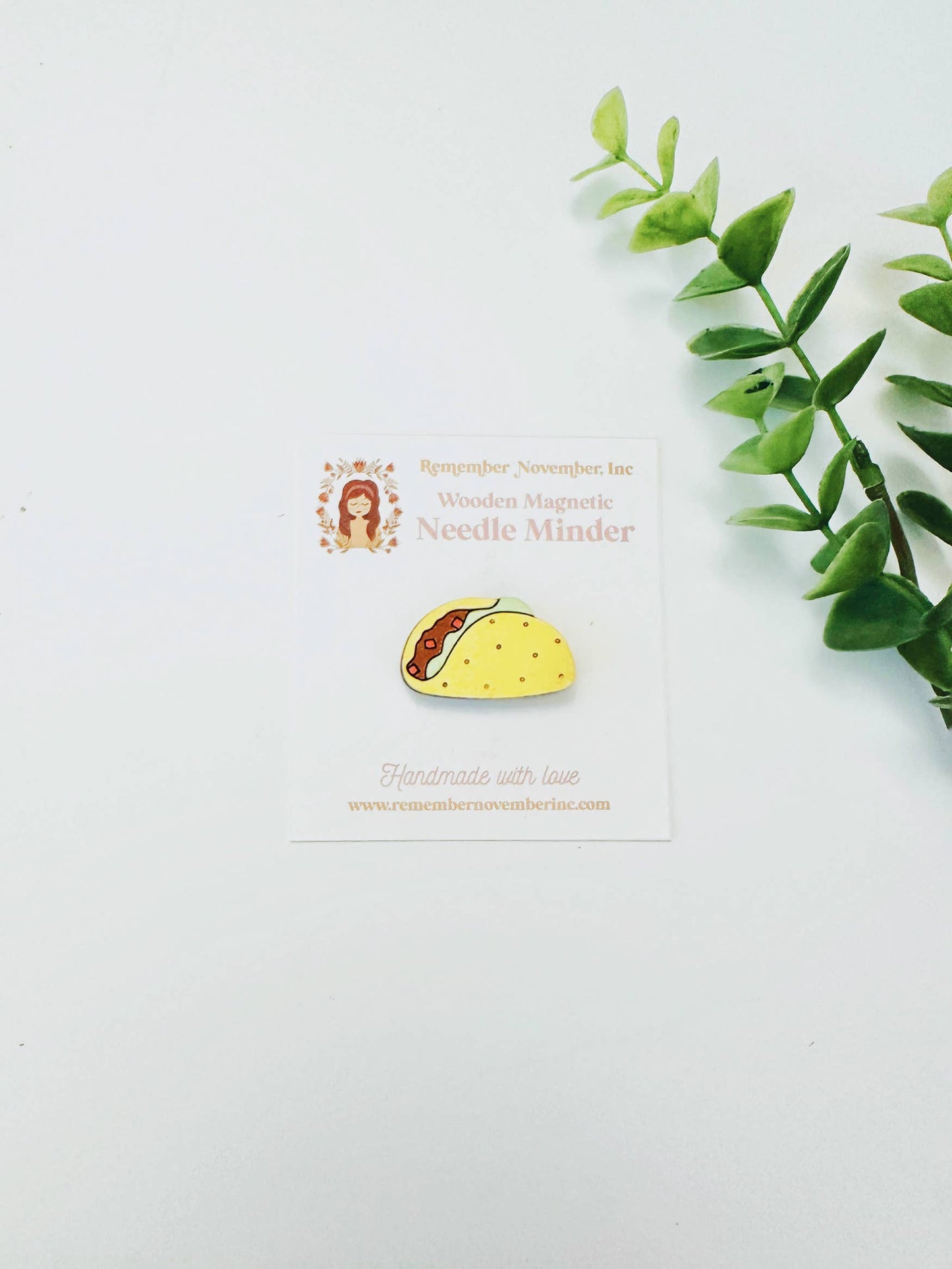Taco Needle Minder, Wooden Magnetic Needle Minder