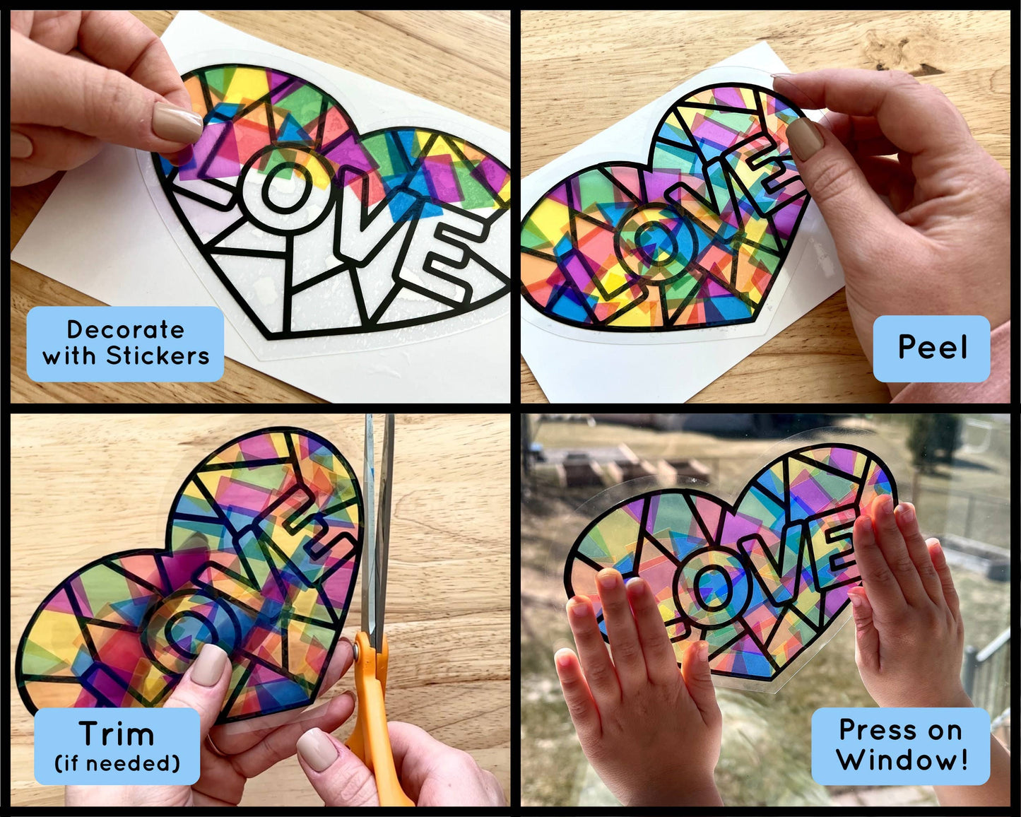 Heart Suncatcher Sticker Craft Kit for Kids