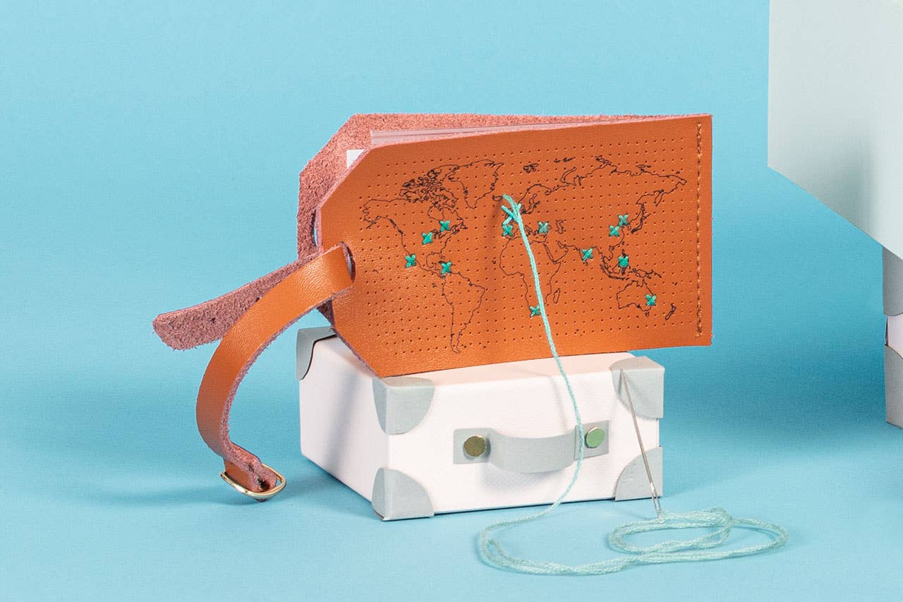 Stitch Where You've Been Luggage Tag - Brown