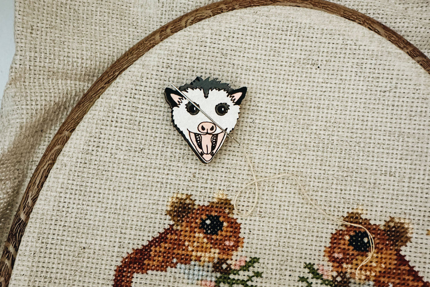 Possum Needle Minder, Wooden Magnetic Needle Minder