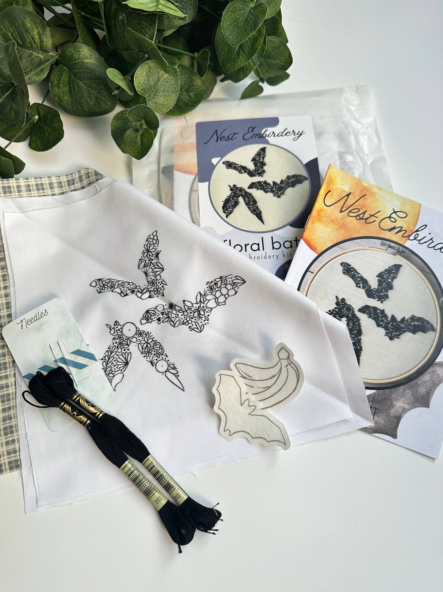 Floral Bat Embroidery Kit