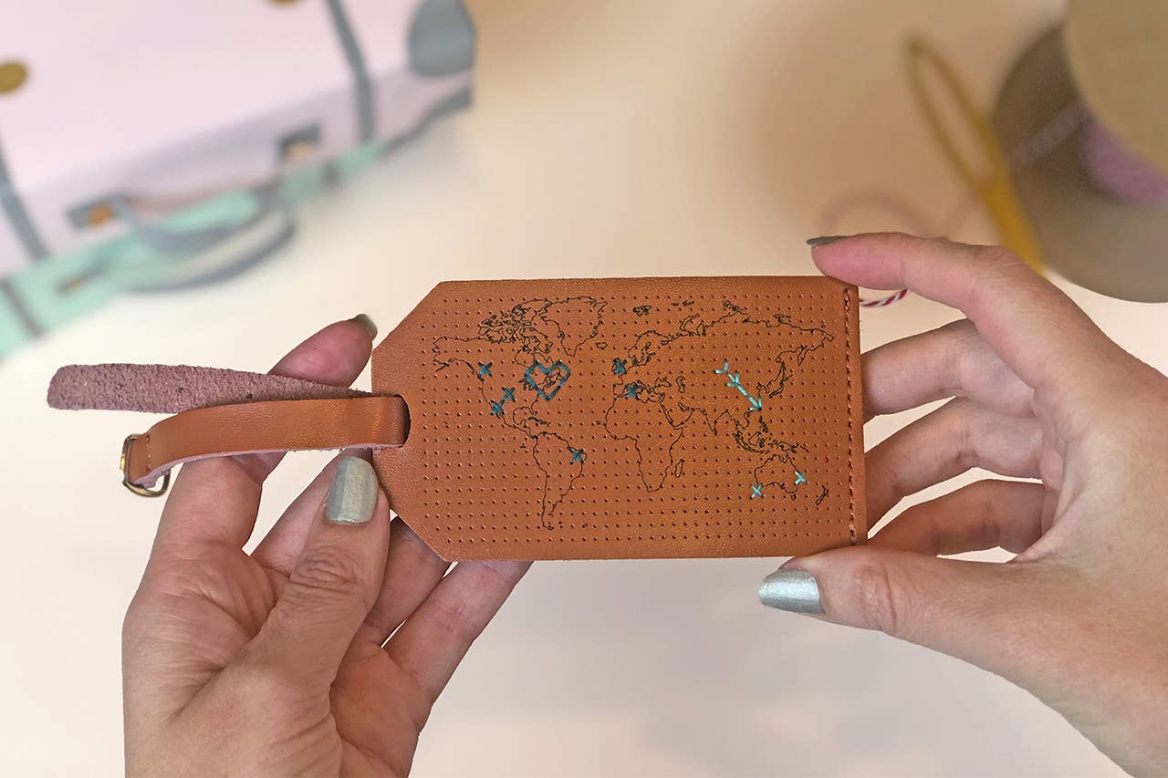 Stitch Where You've Been Luggage Tag - Brown