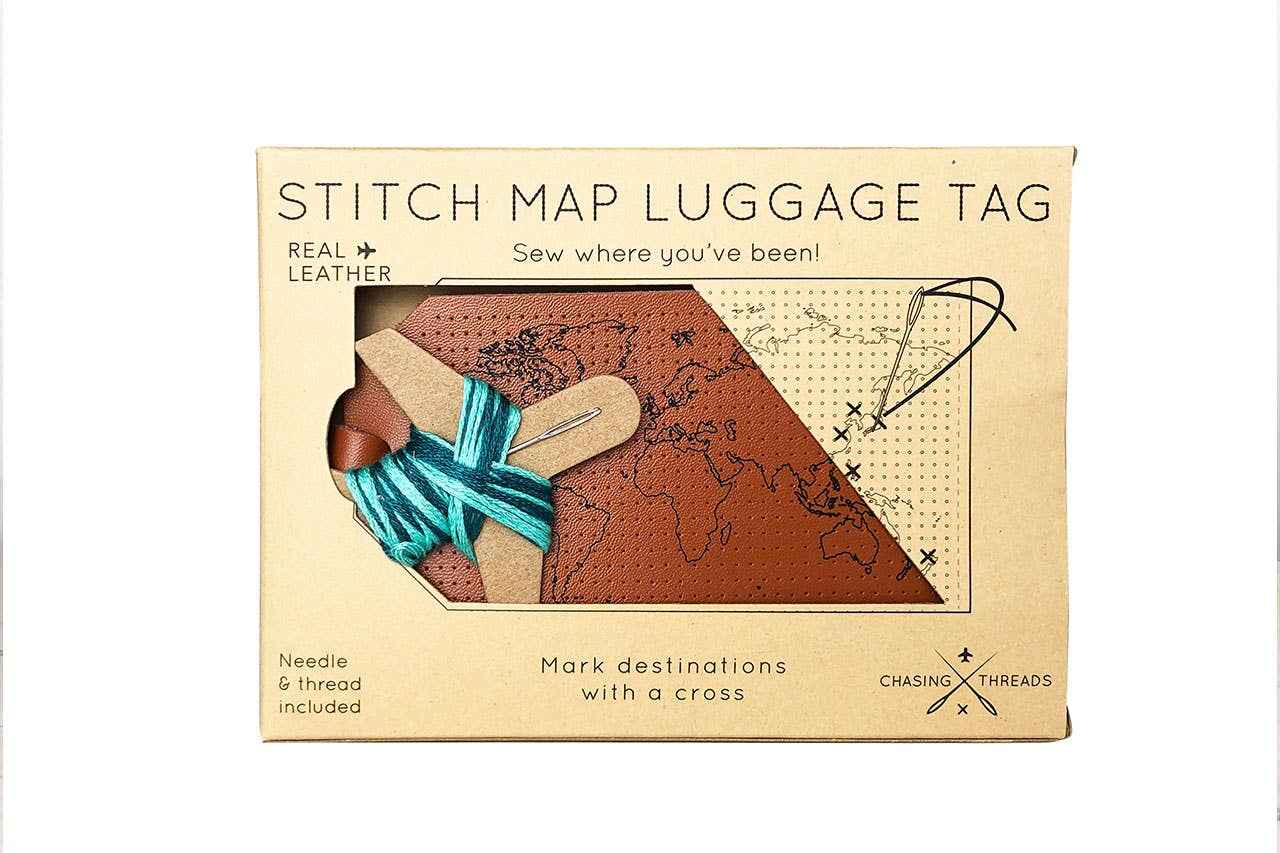 Stitch Where You've Been Luggage Tag - Brown