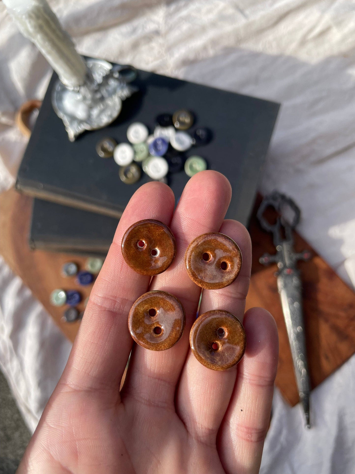 Medium Handmade Ceramic Buttons (18mm) (Set of 5)