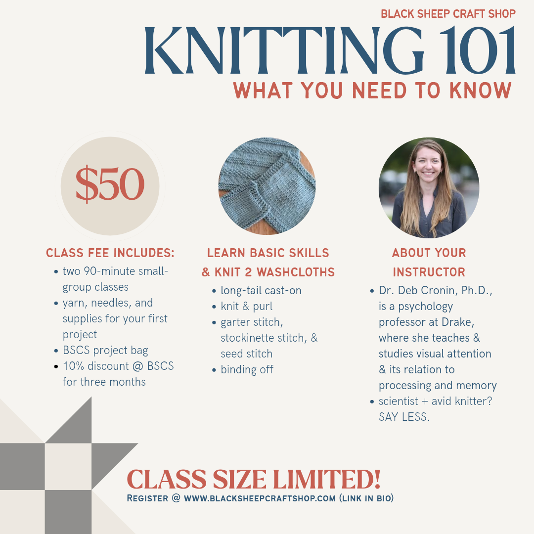 Knitting 101 Class - 2-week series