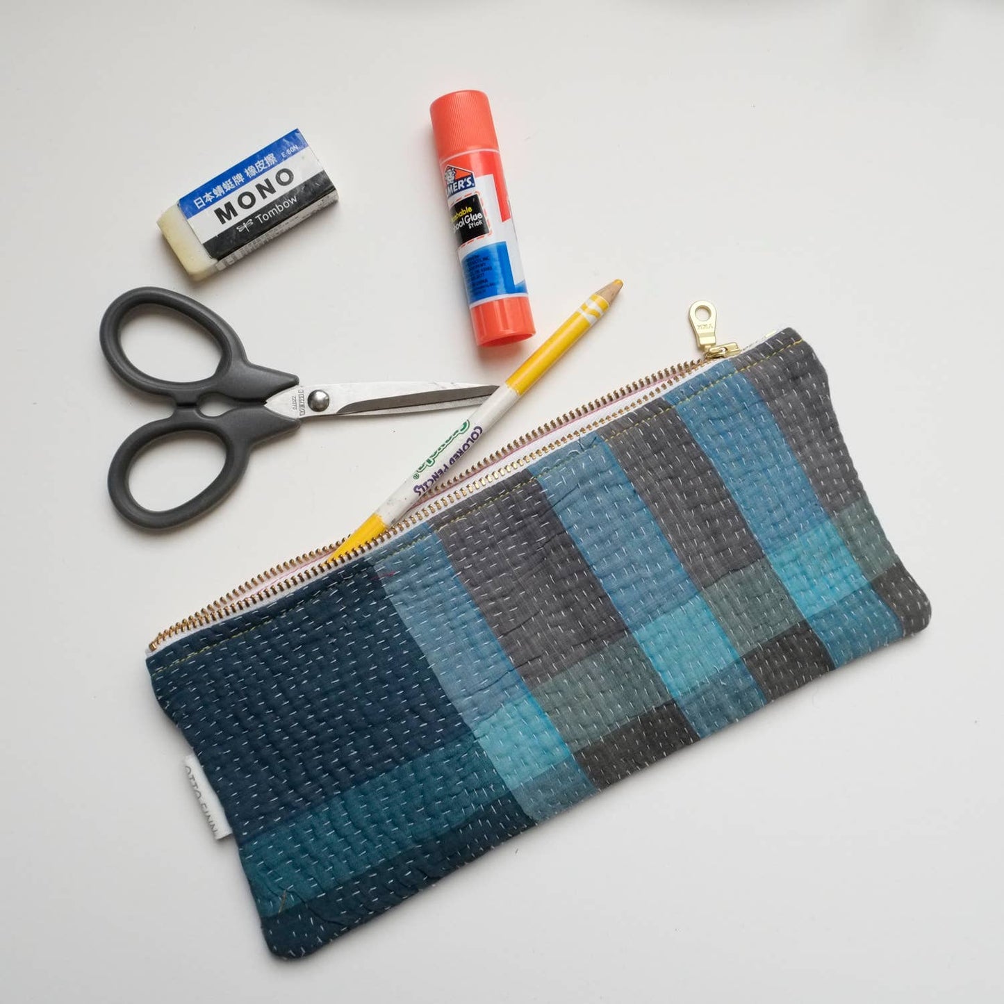 Kantha Scrap Flat Zip Pouch