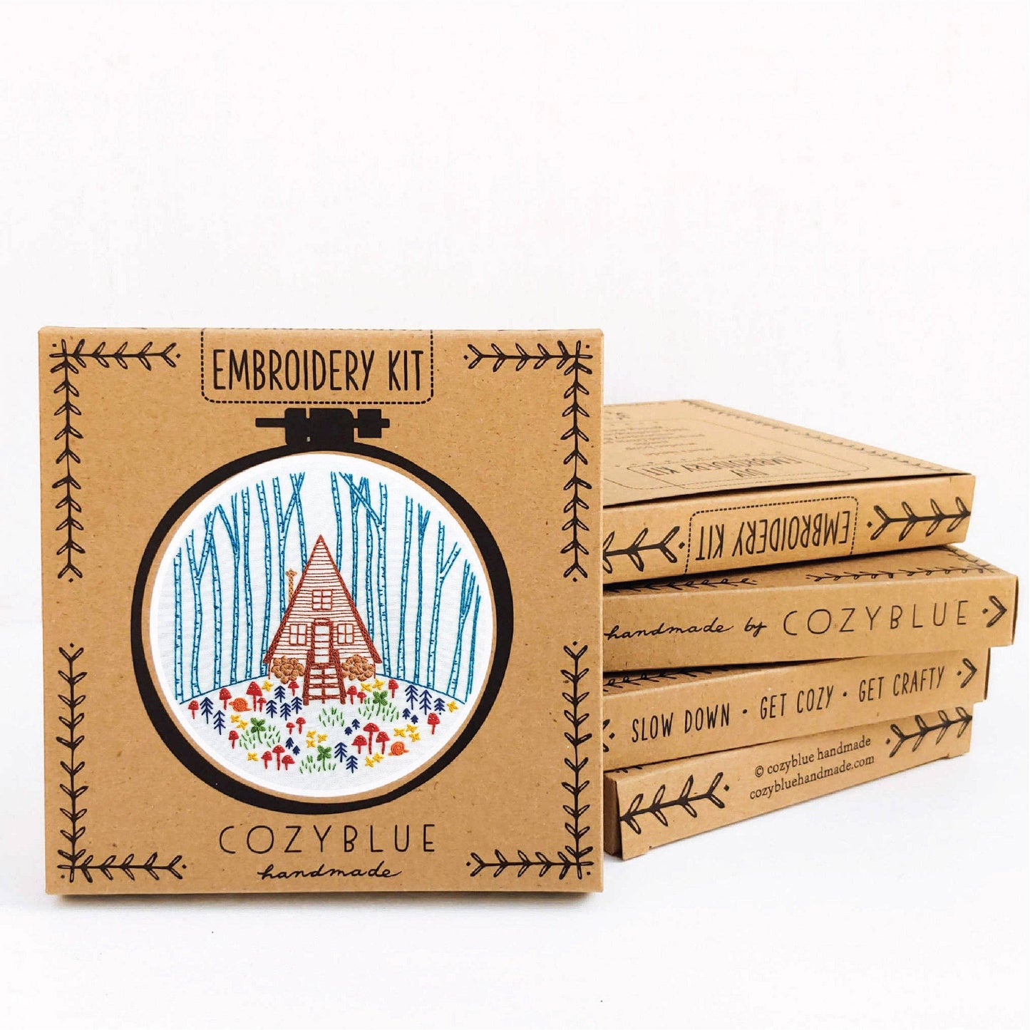 Cozy cabin embroidery kit