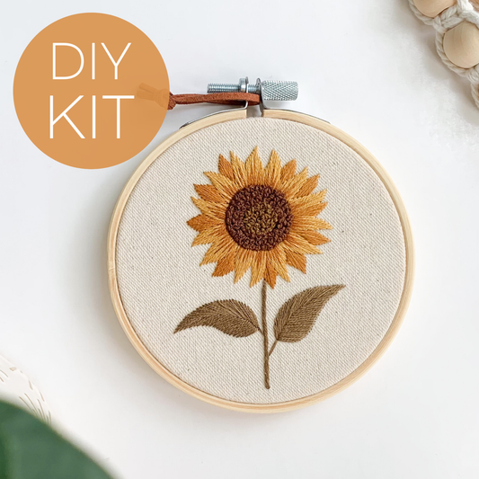 Sunflower embroidery kit, beginner embroidery DIY kit