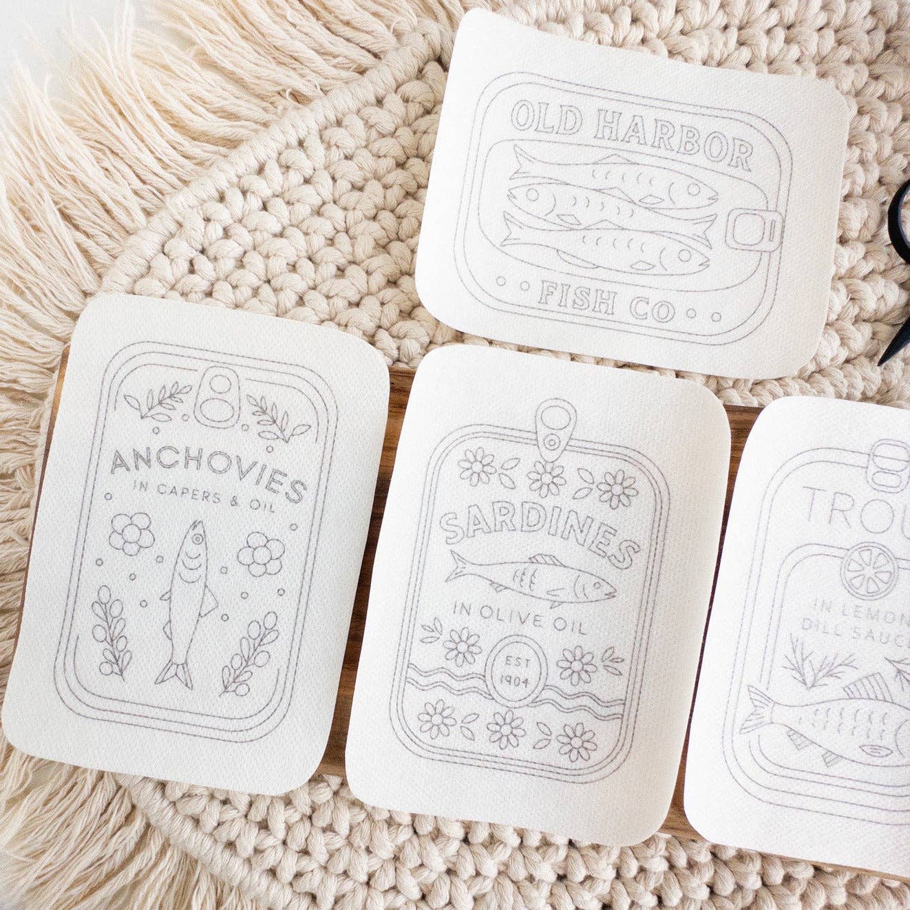 Tinned Fish Embroidery Stick and Stitch Patterns