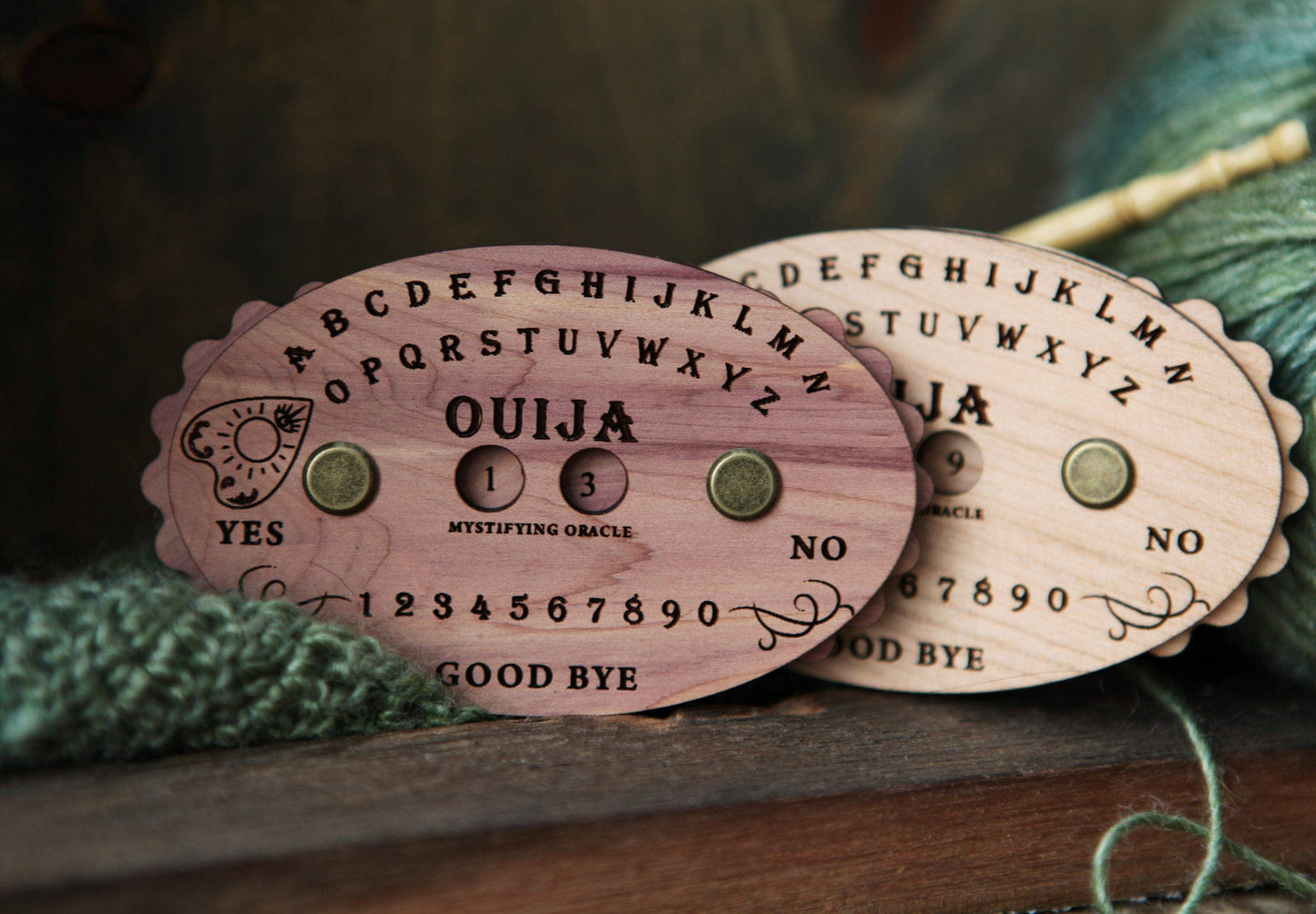 Wooden Ouija Board Style Knitting Row Counter with Dials