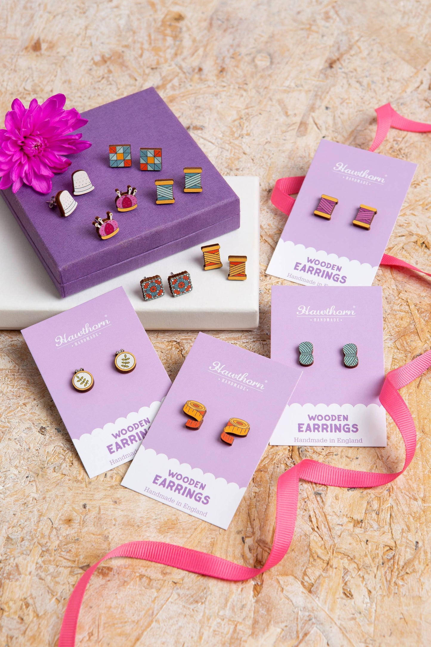 Embroidery Hoop Wooden Earrings - Craft Jewellery
