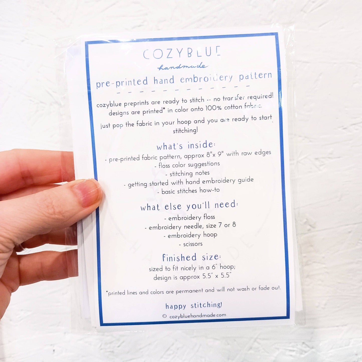 Fern + friends pre-printed fabric embroidery pattern