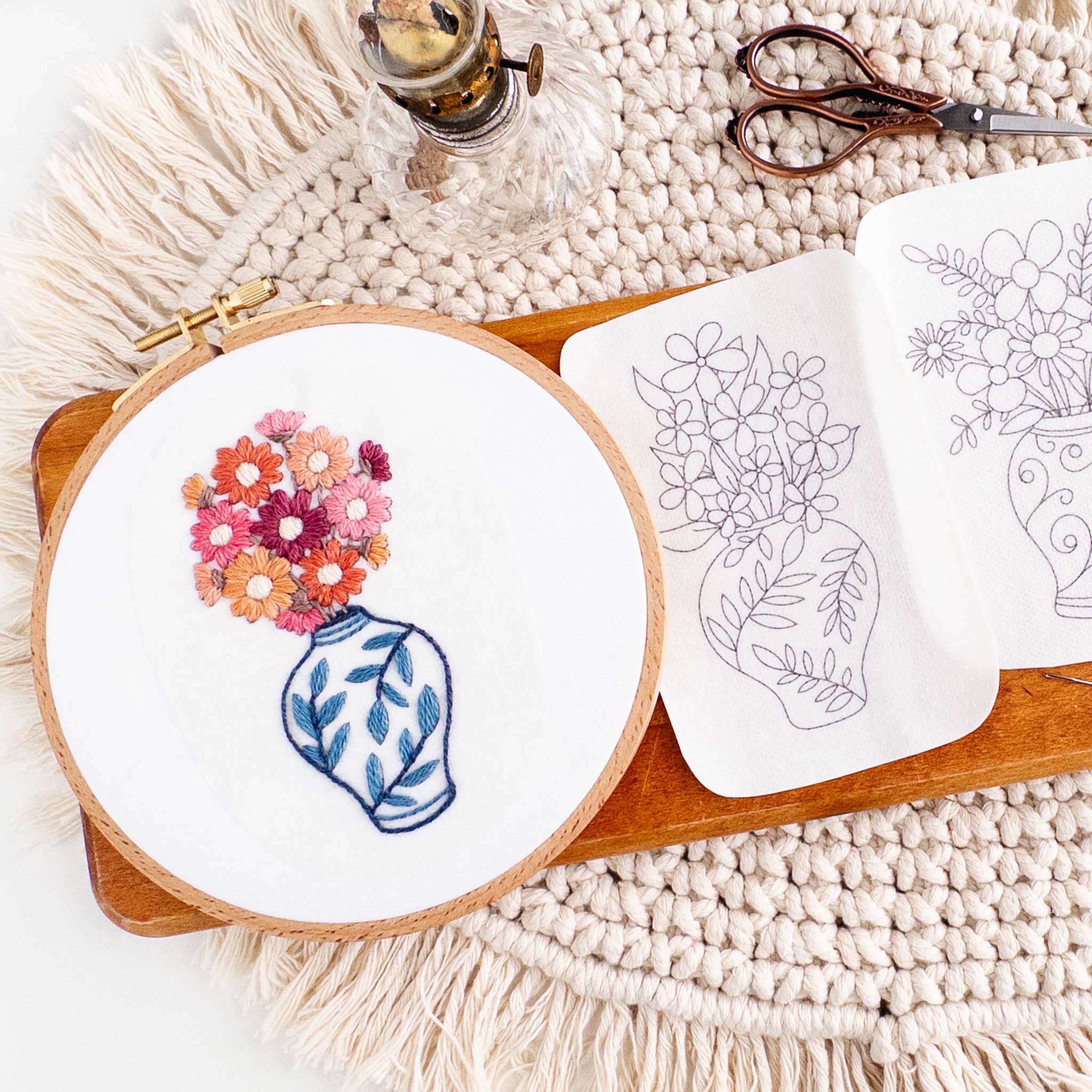 Ginger Jar Floral Stick & Stitch Embroidery Patterns – Black Sheep ...