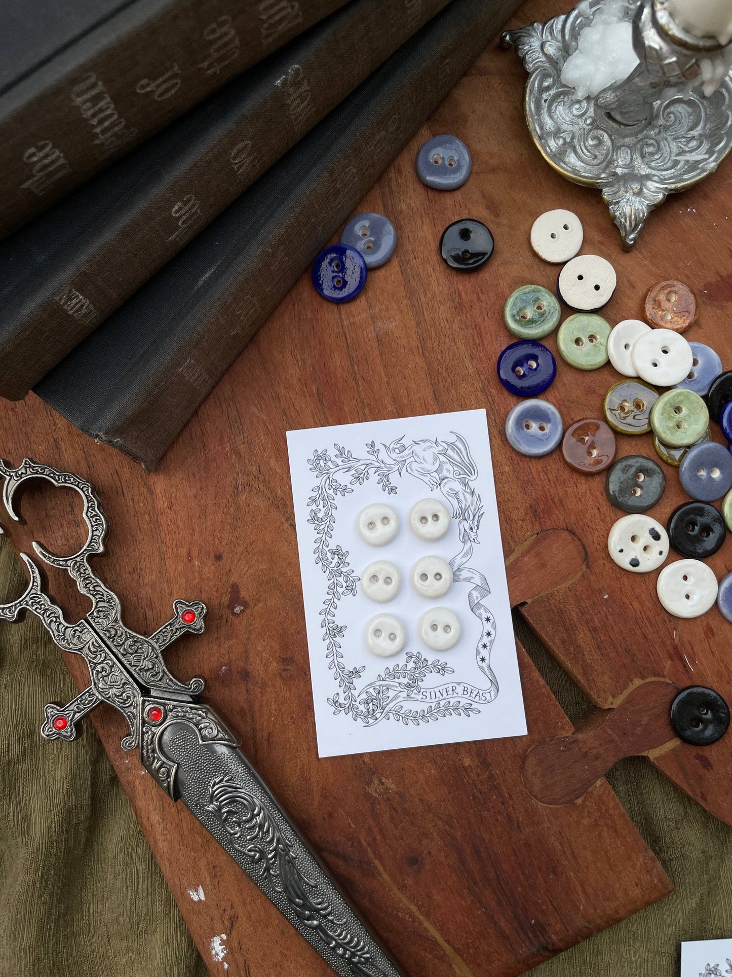 Handmade Ceramic Mini Buttons (13mm) (Set of 6)