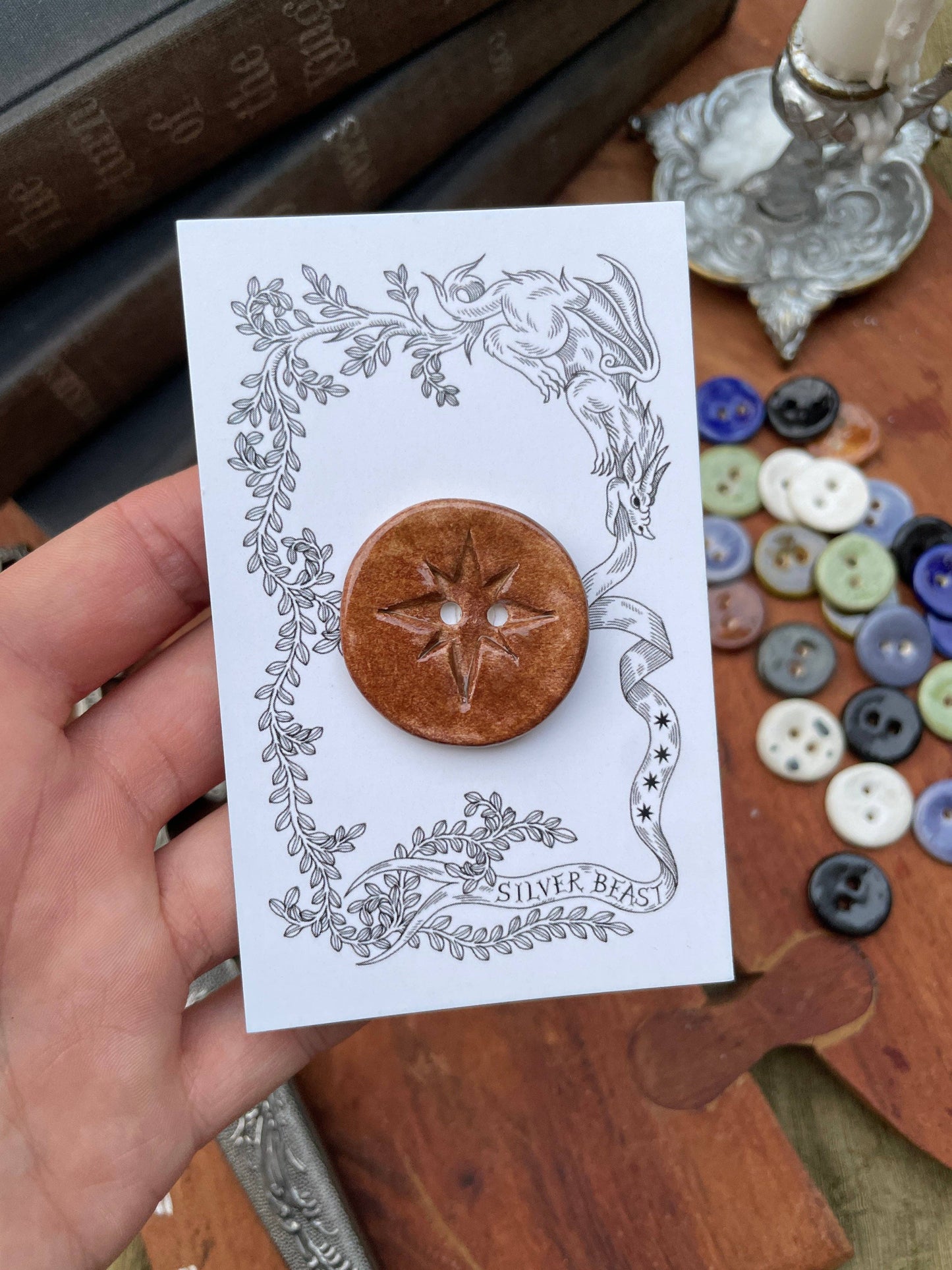 Jumbo Handmade Ceramic Star Button (30mm)