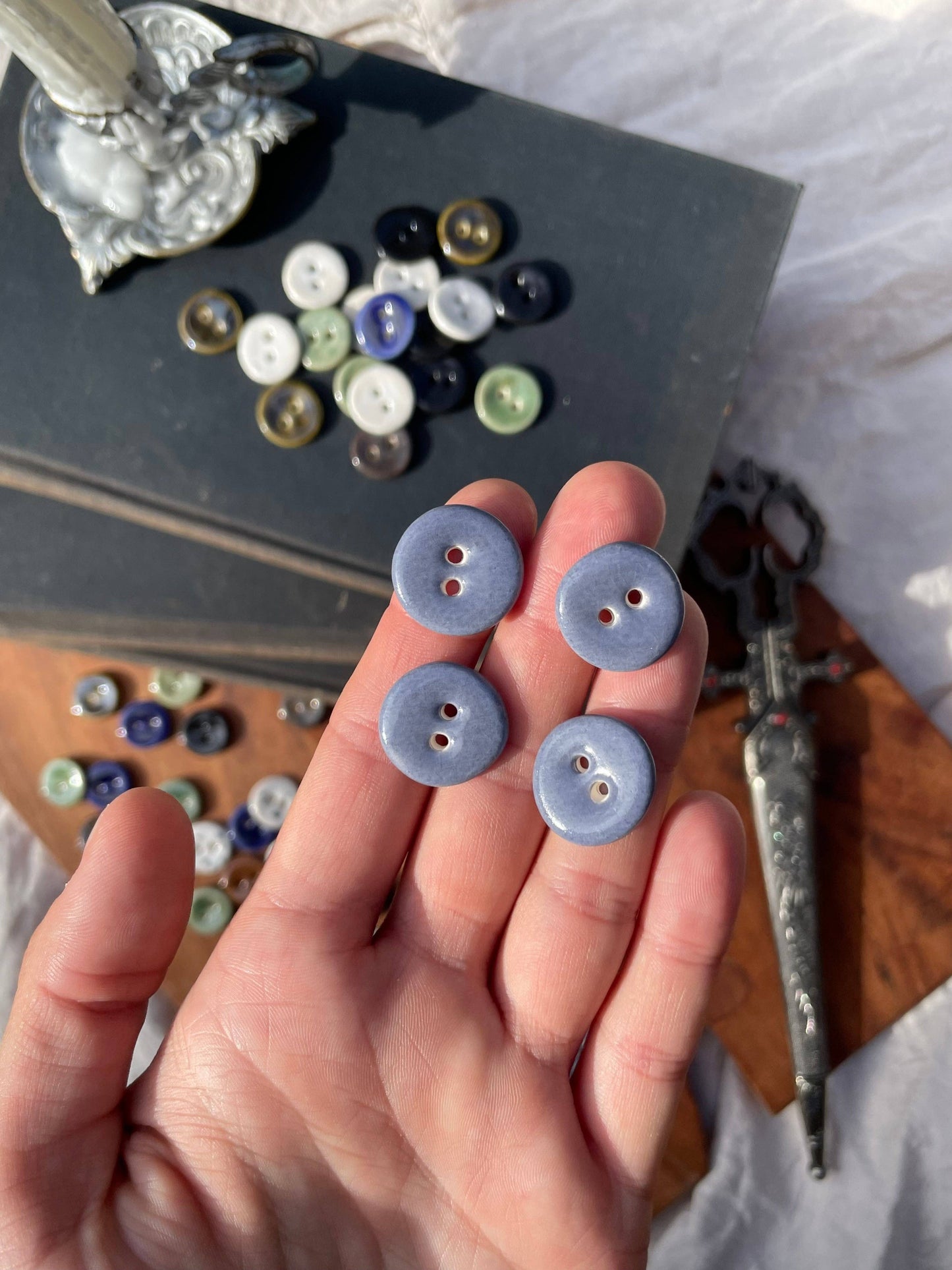 Medium Handmade Ceramic Buttons (18mm) (Set of 5)