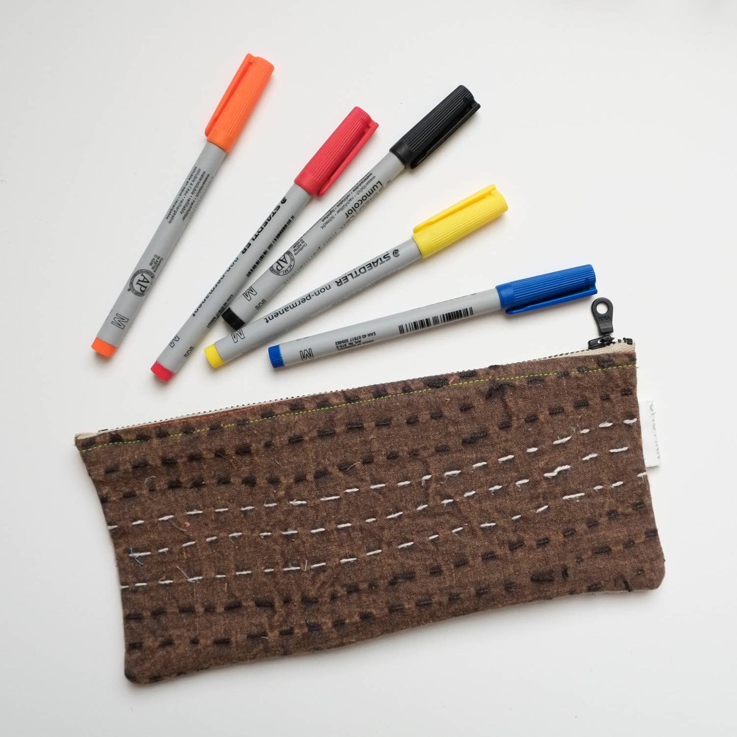 Kantha Scrap Flat Zip Pouch