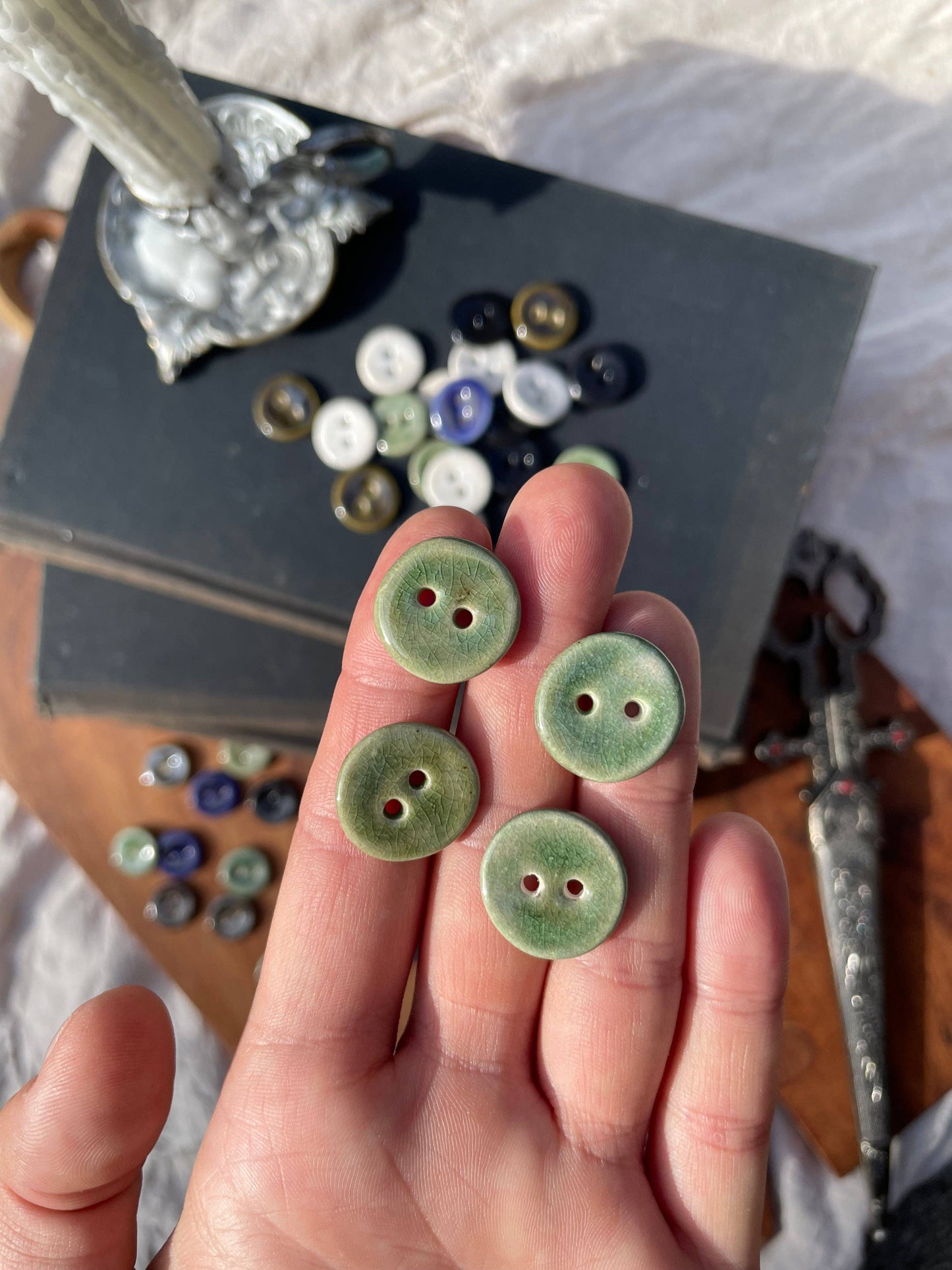 Medium Handmade Ceramic Buttons (18mm) (Set of 5)