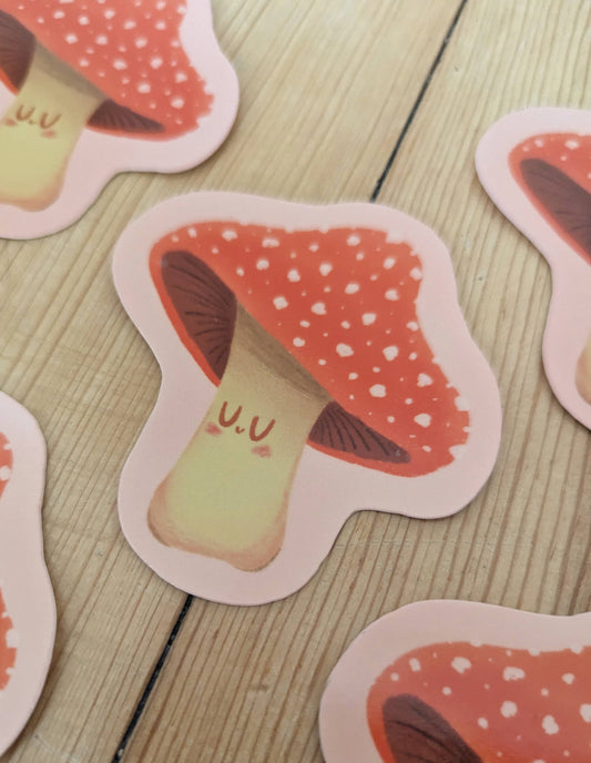 Mushy Too - Cute Vinyl Mushroom Sticker Retro Fungus Fungi