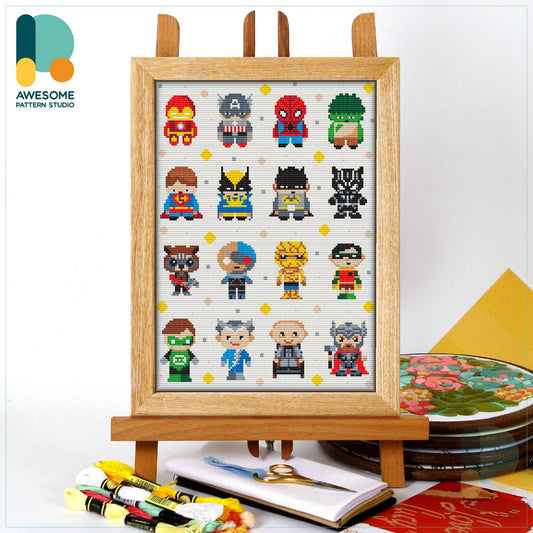 Super Heroes Counted Cross Stitch Kit