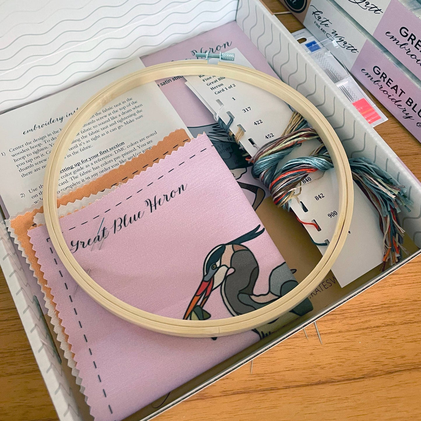 DIY Embroidery and Beadwork Kit - Great Blue Heron (8")