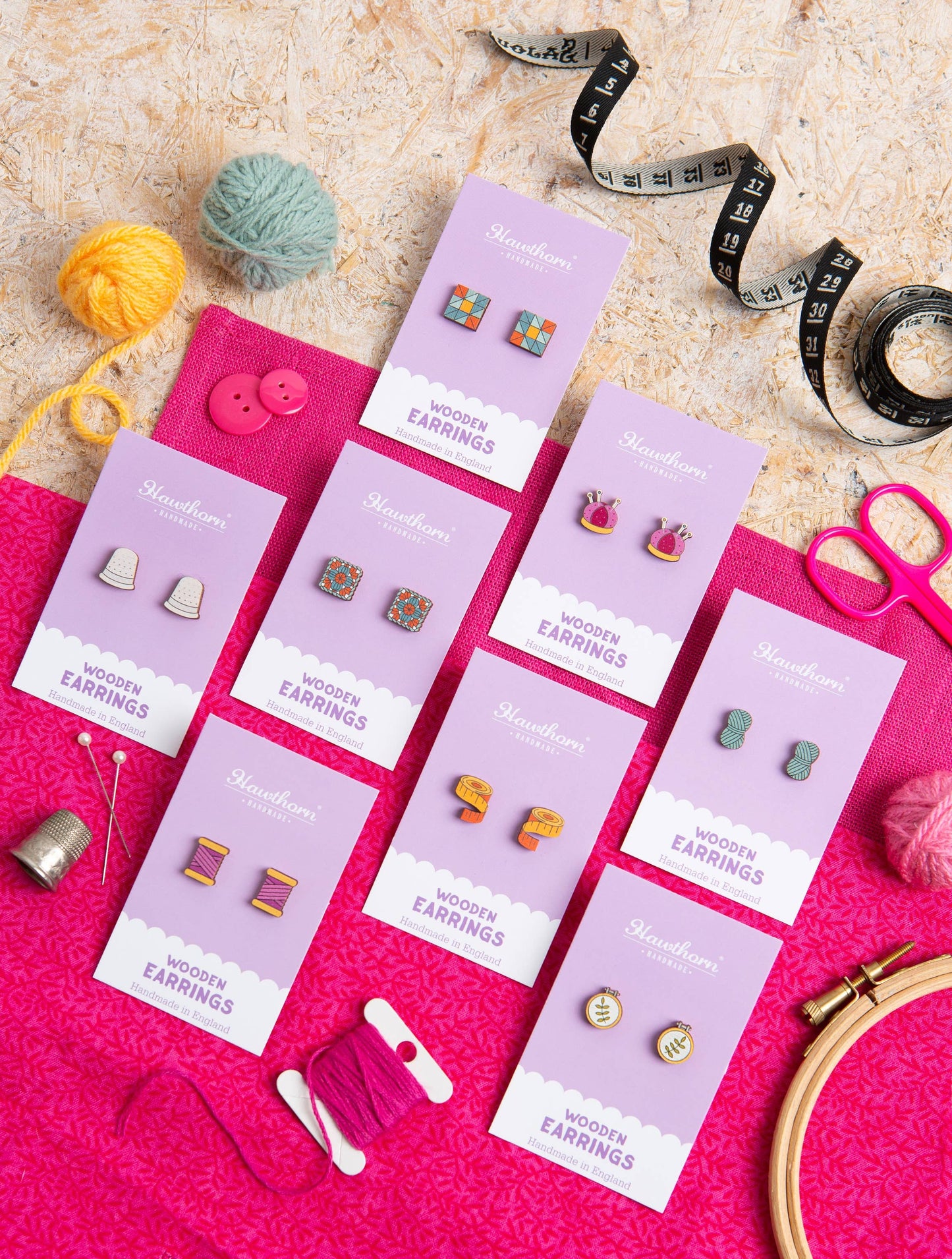 Embroidery Hoop Wooden Earrings - Craft Jewellery