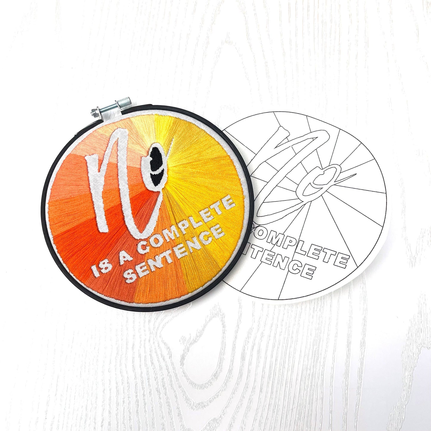 No is a complete sentence, Stick and Stitch hand embroidery pattern