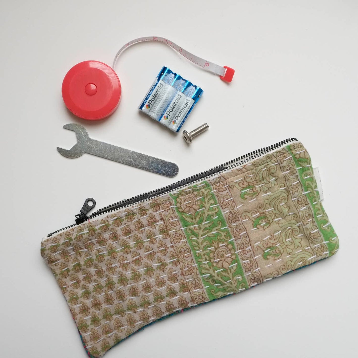 Kantha Scrap Flat Zip Pouch