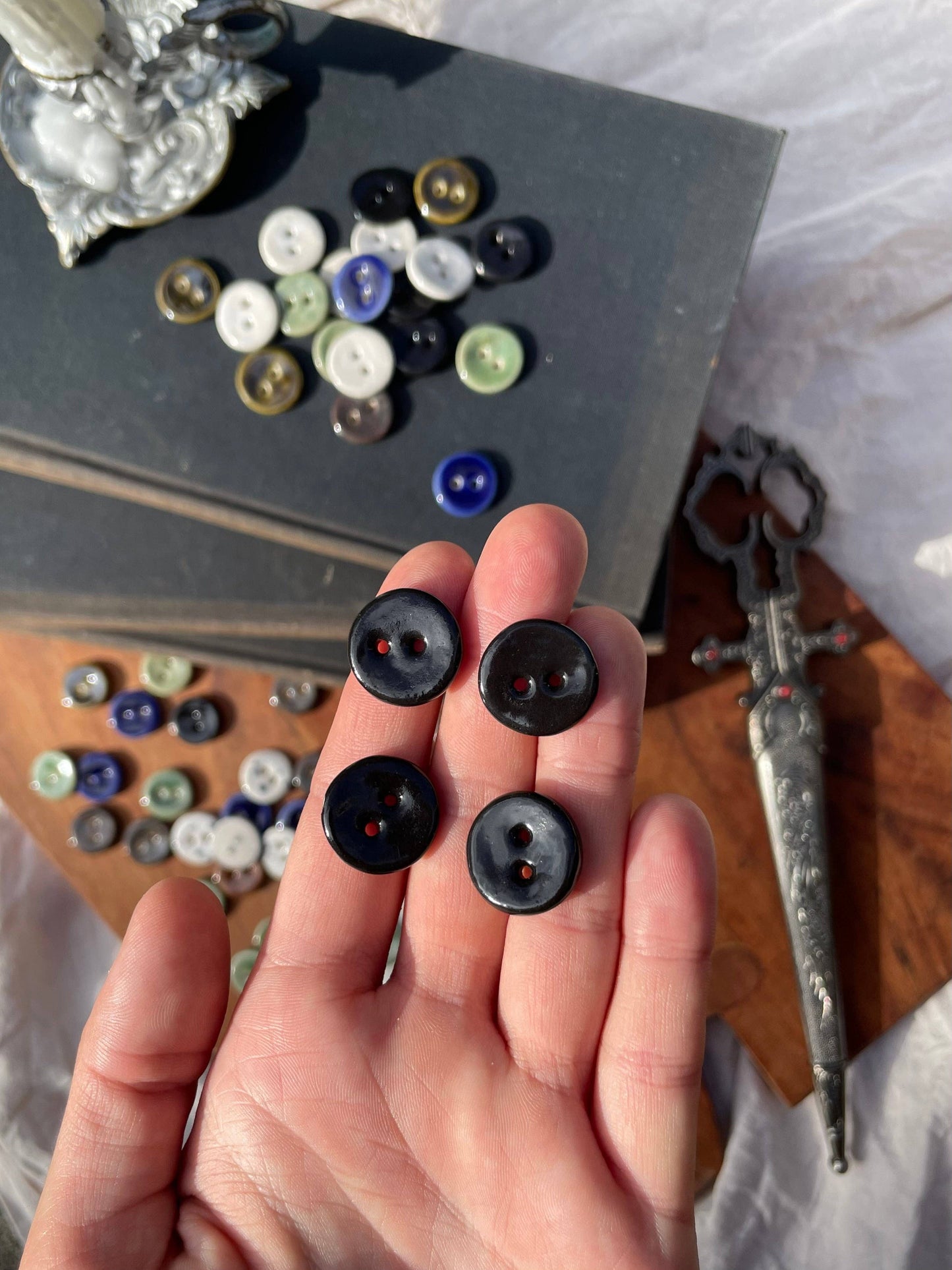 Medium Handmade Ceramic Buttons (18mm) (Set of 5)