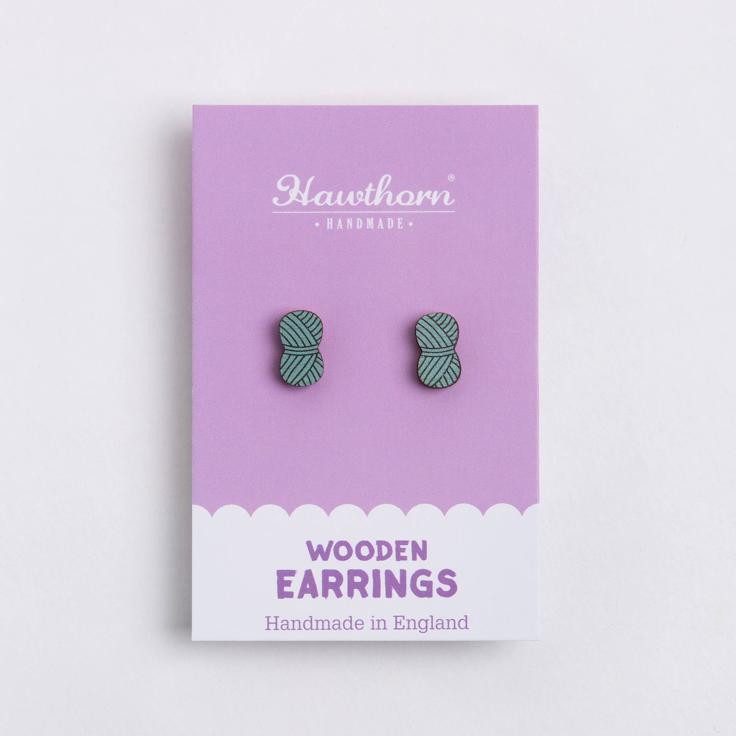 Ball of Yarn Wooden Earrings - Knitting and crochet earrings
