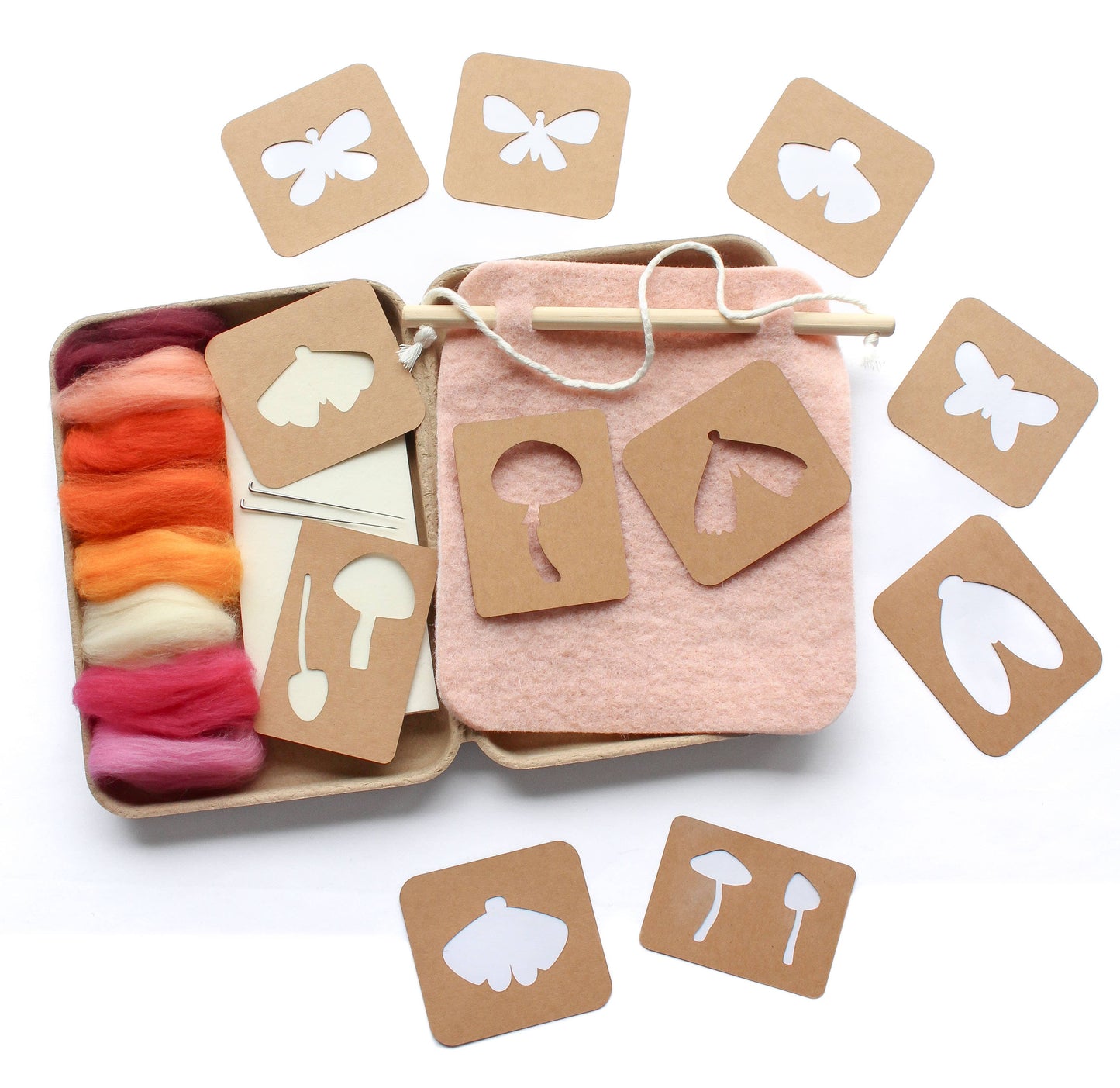 8"x8" Moth and Mushroom Banner Felting Kit
