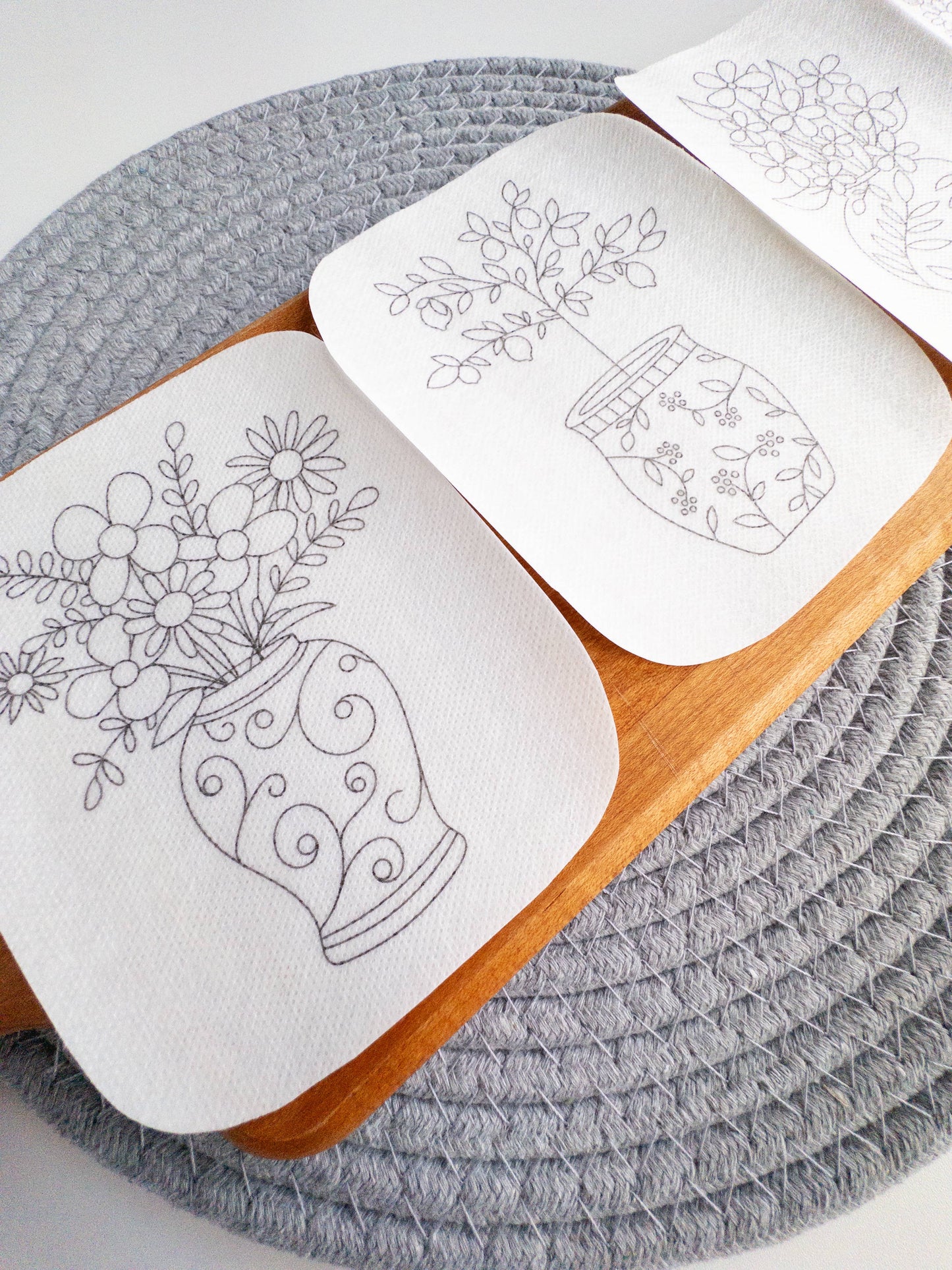 Ginger Jar Floral Stick & Stitch Embroidery Patterns